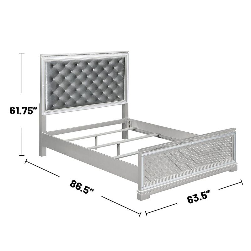 Simple Relax 5 Piece Queen Size Bedroom Set in Silver image number 3