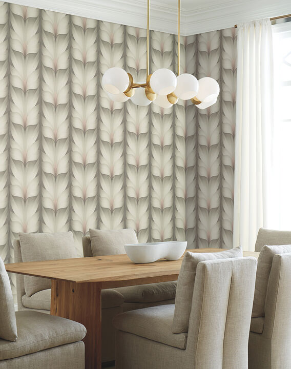 Lotus Light Stripe Taupe & Blush Wallpaper