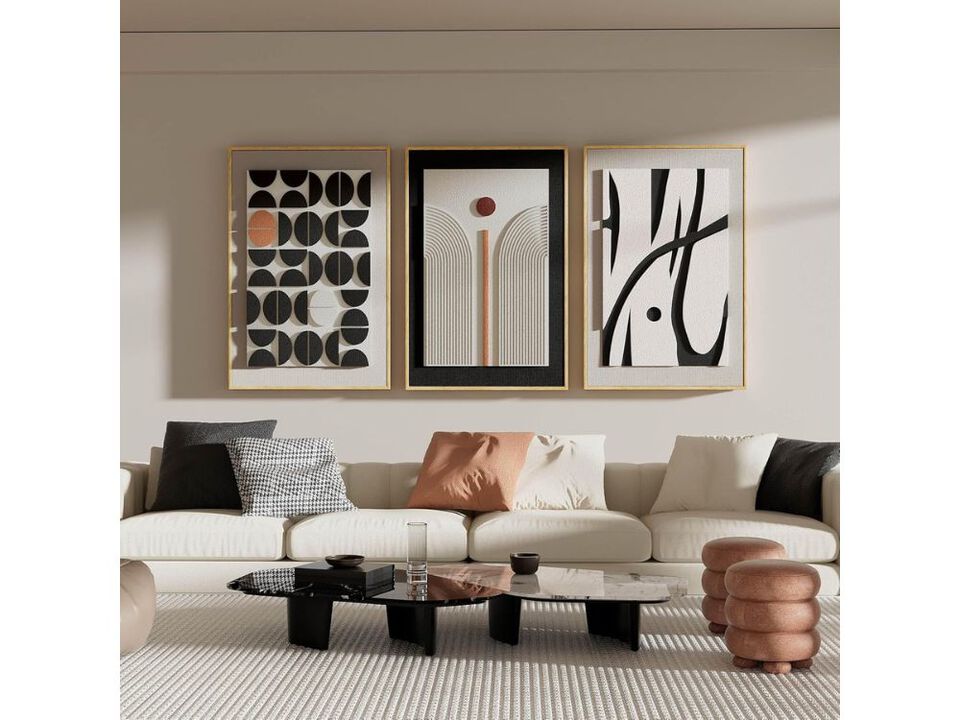 Large 3D Textured Abstract Wall Art 3 Piece Modern Boho Canvas Decor for HomeSet