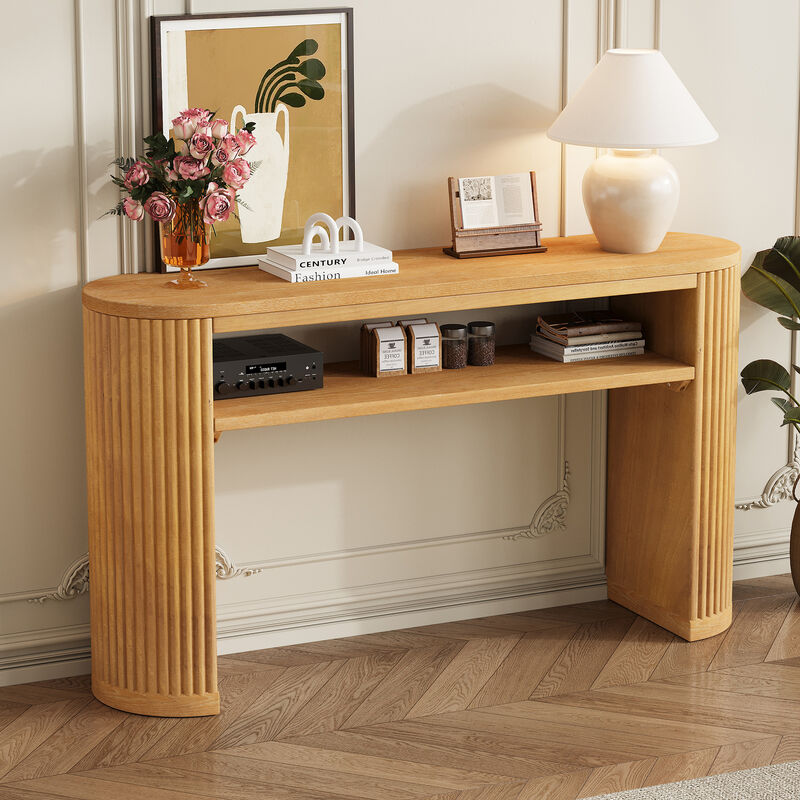 Farmhouse Oval Ash Veneer Console Table image number 5