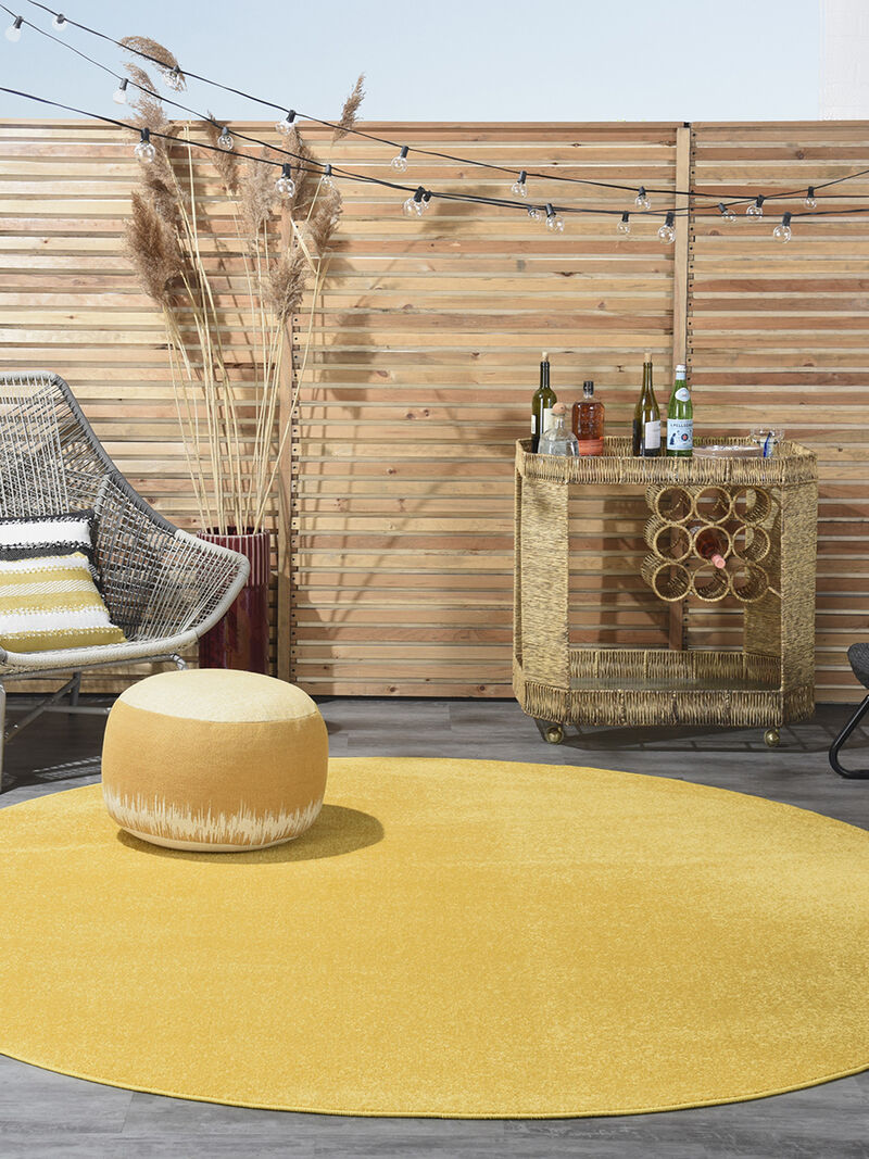 Nourison Essentials NRE01 Yellow 8' x Round Rug image number 1