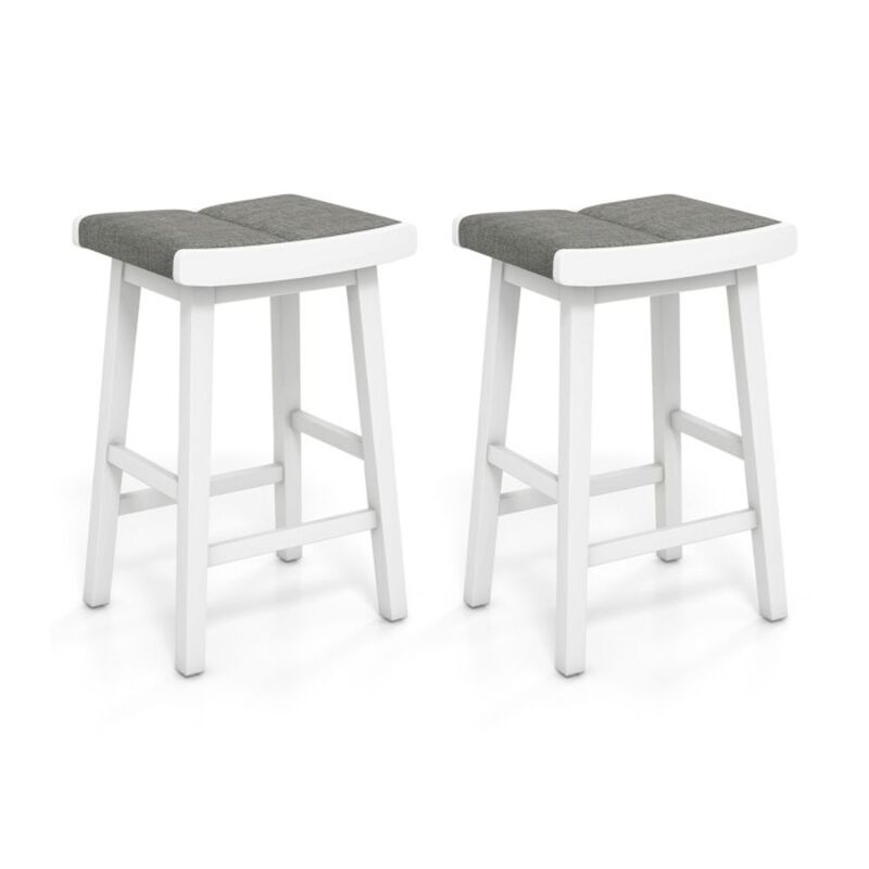 Hivago 2 Pieces Upholstered Saddle Barstools with Padded Cushions