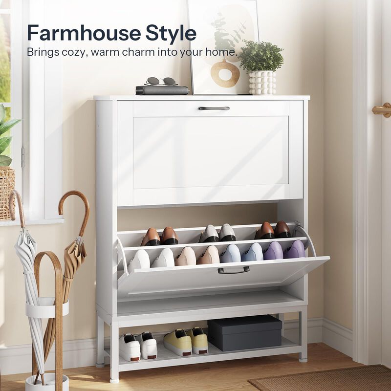 2-Drawer Narrow Shoe Cabinet, Compact Storage Organizer for Shoes image number 4