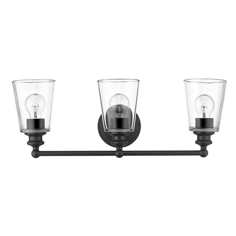 Hivvago Three Light Matte Black Glass Shade Wall Sconce