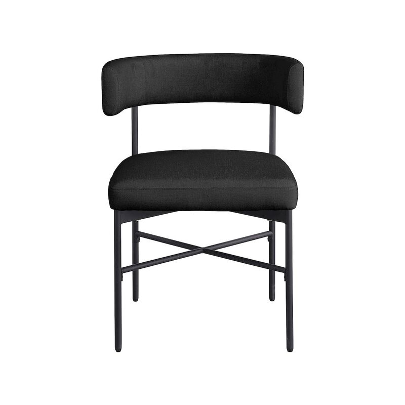 Meridian Furniture Rivage Black Durable Linen Textured Fabric Dining Chair, Set of 2