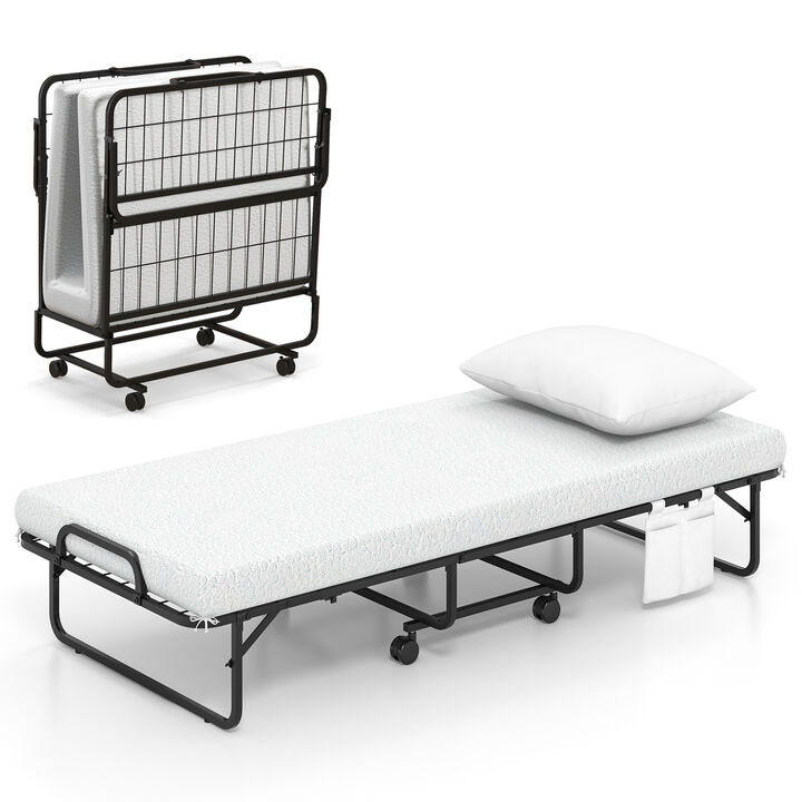 Folding Bed with Memory Foam Mattress and Pillow for Guest or Home Use