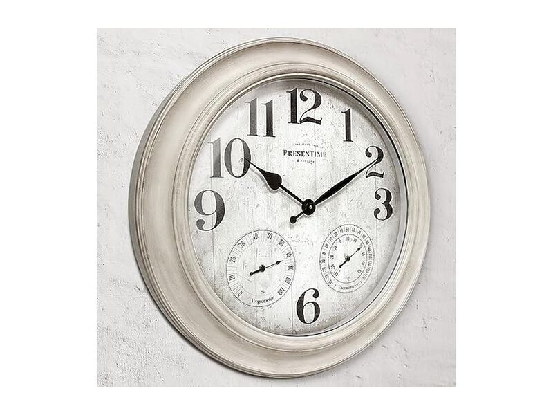 Clifton Farmhouse Thermometer Hygrometer Wall Clock 26 Inch Outdoor White image number 3