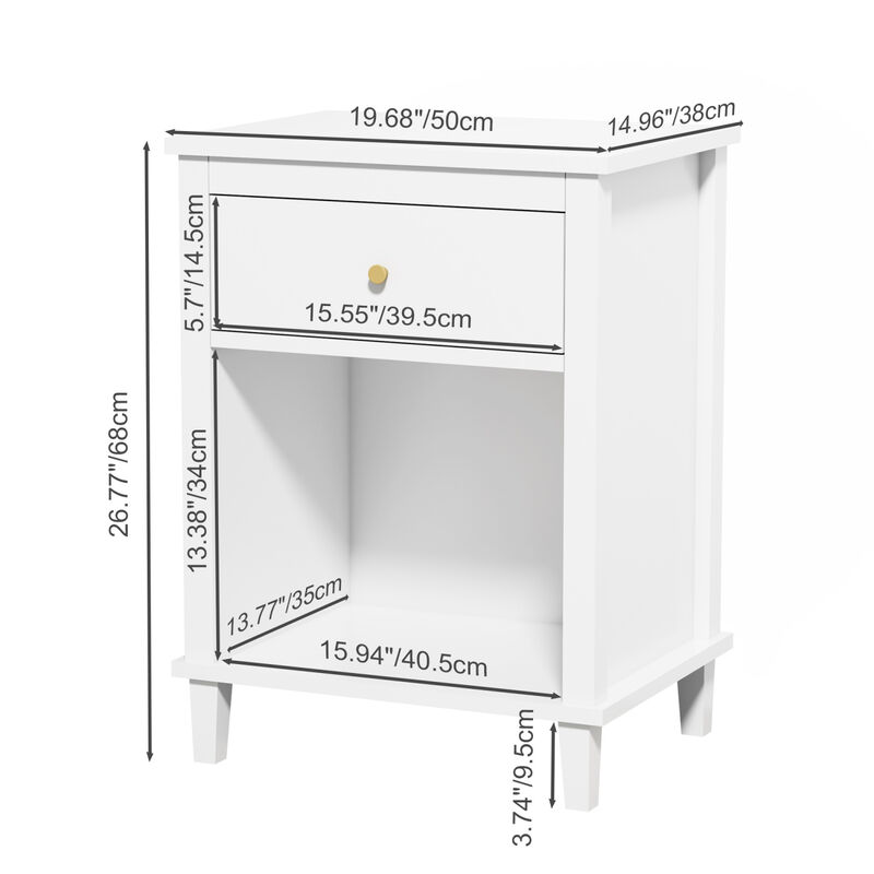 Streamdale Wooden Nightstand With One Drawer One Shelf For Kids, Adults image number 3