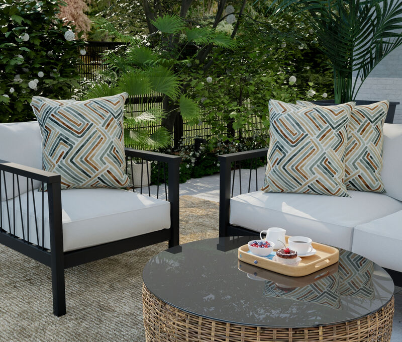 22"x22" Indoor/Outdoor Pillow, Abstract Gray and Brown