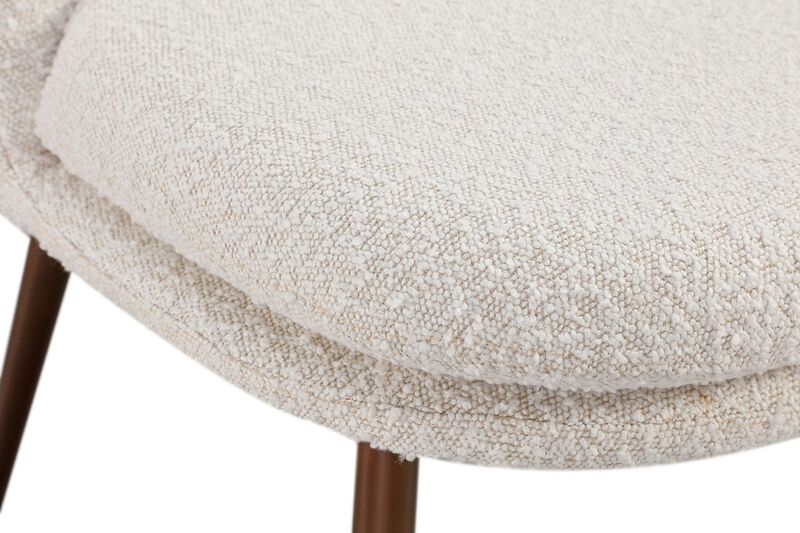 Wyatt Upholstered Dining Chair in Ricotta Boucle and Bronze Metal - Set of 2