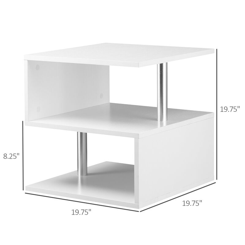 Modern Versatile Surface: White S-Shaped Lift Top Coffee Table, 3-Tier