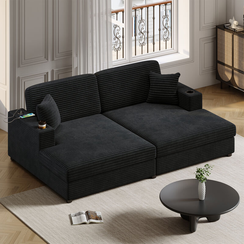 Merax Oversized Loveseat Chaise Lounge Sectional Sofa