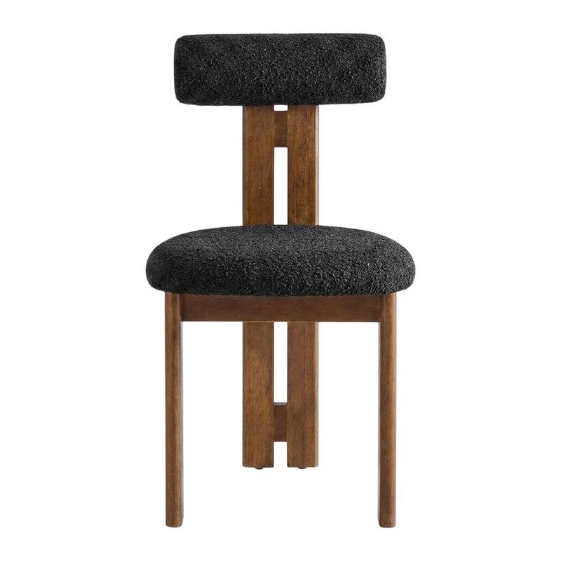 Boucle Fabric Upholstered Dining Chairs, French Oak Ivory, Set of 2 image number 0