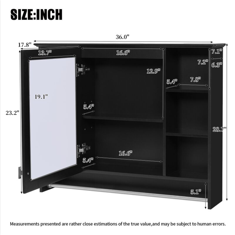 ELEMENT ACE 3-in-1 Wall Mounted Medicine Cabinet with Adjustable Shelf & Soft Close Door image number 2