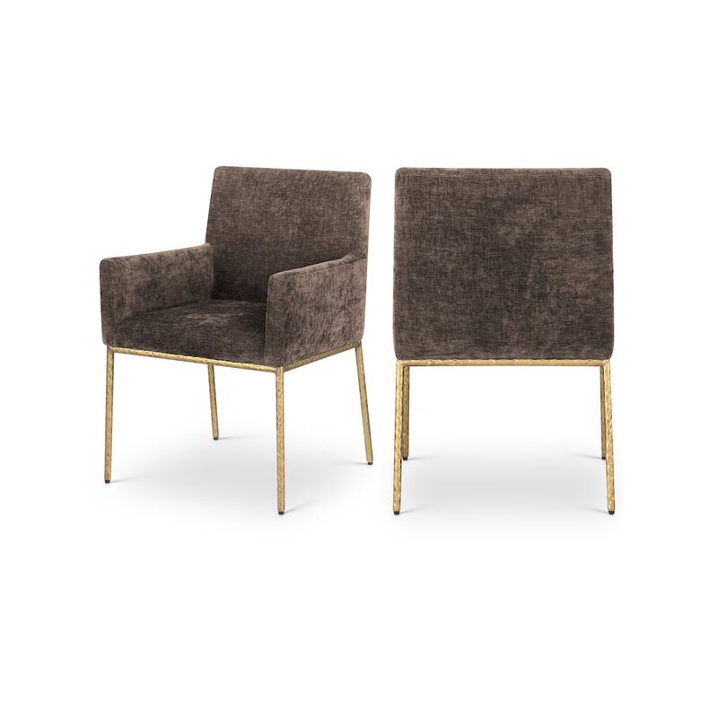 Meridian Furniture Reeves Brown Chenille Fabric Dining Chair, Set of 2