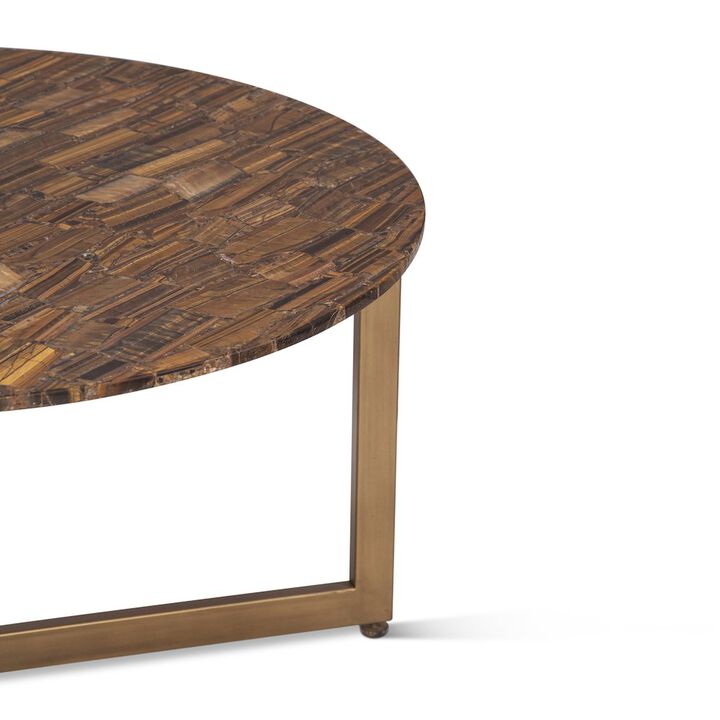 World Interiors Mumbai 36 Coffee Table in Tiger Eye with Iron Base