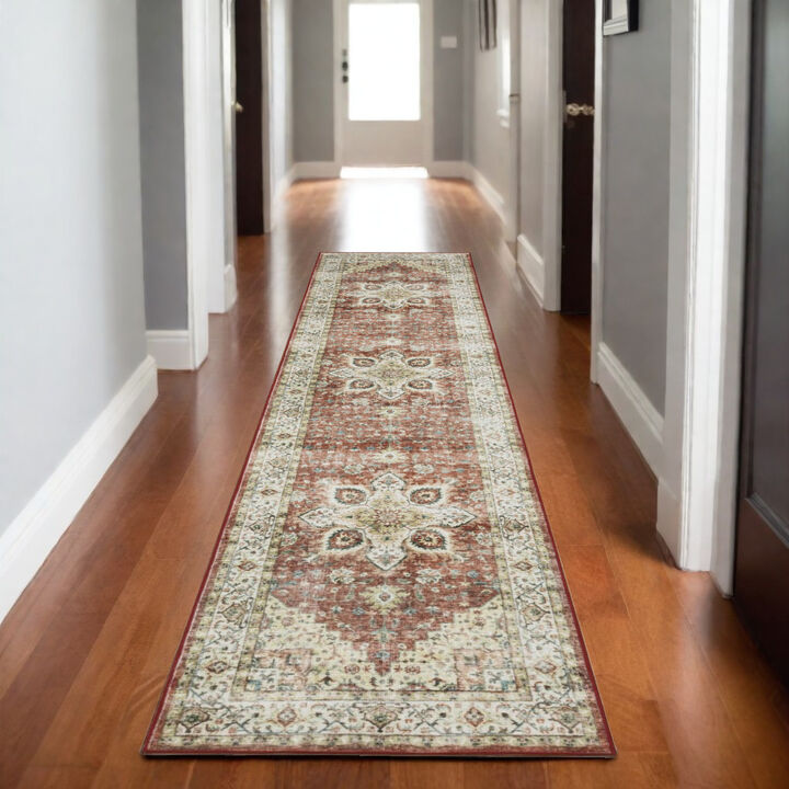HomeRoots Oriental Distressed Runner Rug