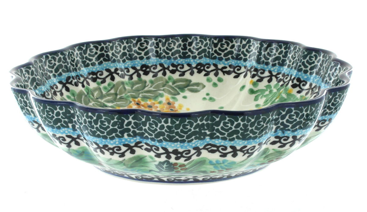 Blue Rose Polish Pottery Hummingbird Medium Scallop Dish