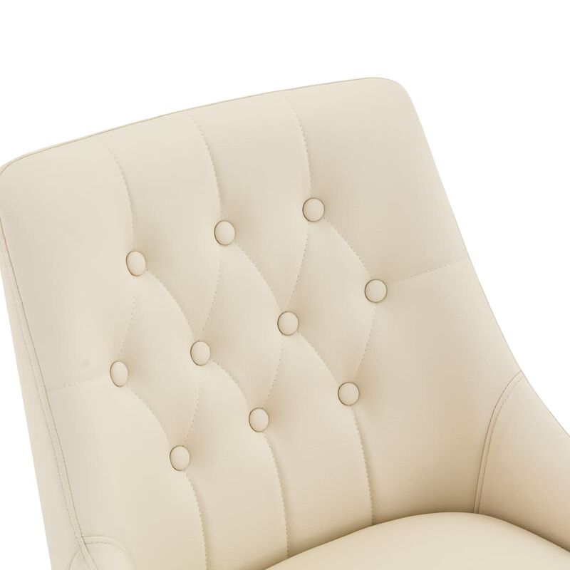 Set of 2 Faux Leather Dining Chairs Diamond Tufted Open Back Side Chairs with Metal Handle Spring and Foam Cushioned Accent Chairs image number 5