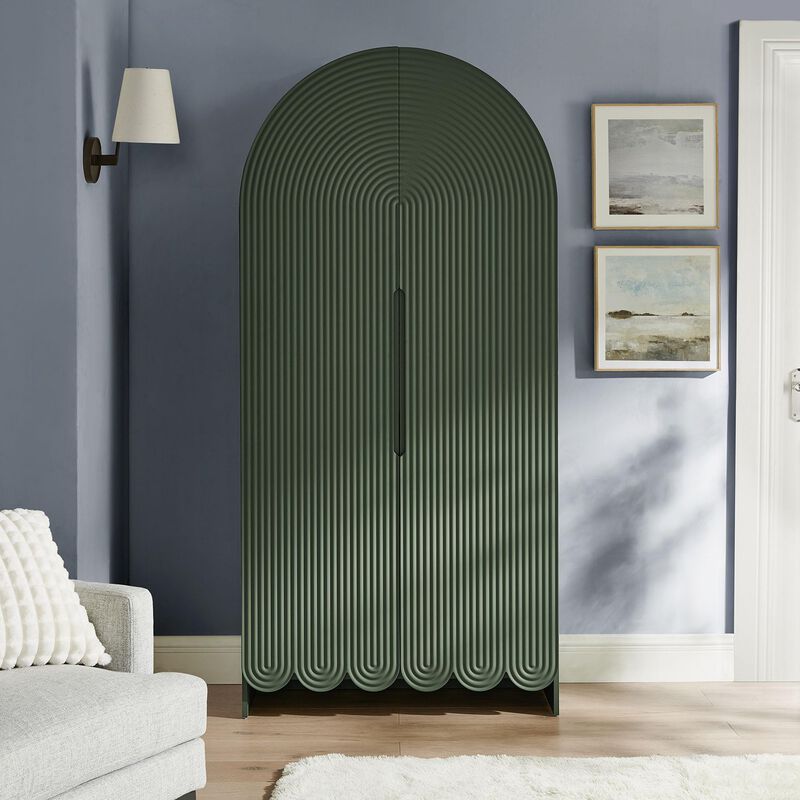 Dahlia 78 Inch Fluted and Scalloped Arched Storage Cabinet image number 2