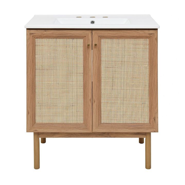 30" Freestanding Bathroom Vanity with 3-Hole Widespread Sink Top
