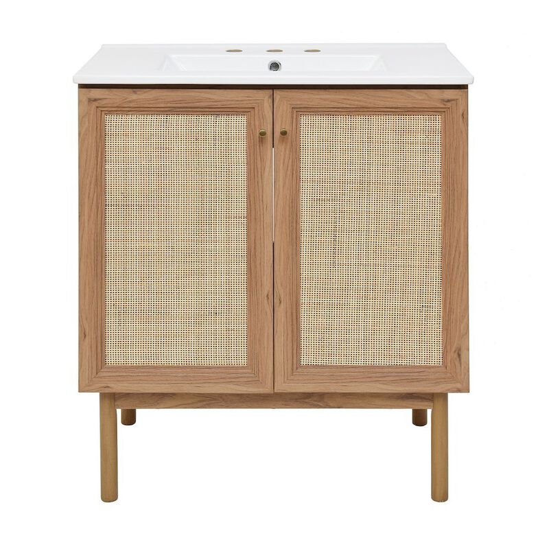 30" Freestanding Bathroom Vanity with 3-Hole Widespread Sink Top image number 0