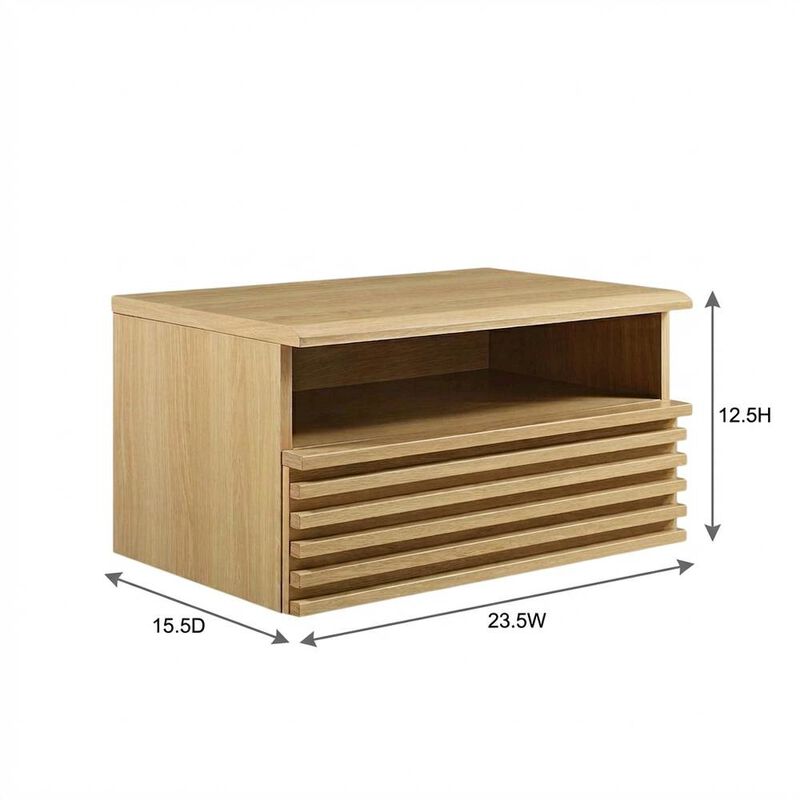 Wall-Mount Nightstand in Brown Finish with Modern Design image number 2