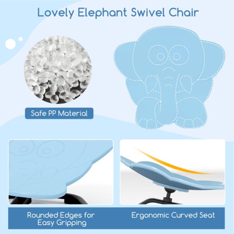 Hivvago Kids Sensory Swivel Chair Elephant 360° Spinning Chair with Non-Slip Metal Base