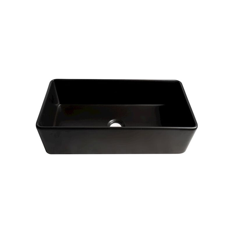 ALFI brand Black Matte Smooth Apron 36 x 18 Single Bowl Fireclay Farm Sink