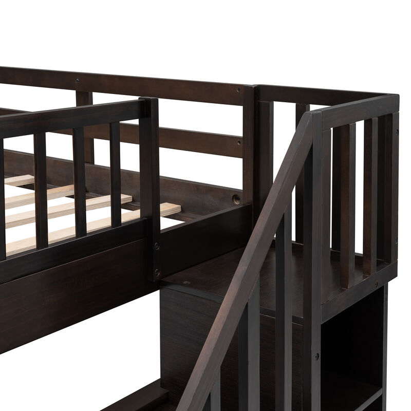 Merax Stairway Twin-Over-Twin Bunk Bed with Twin size Trundle