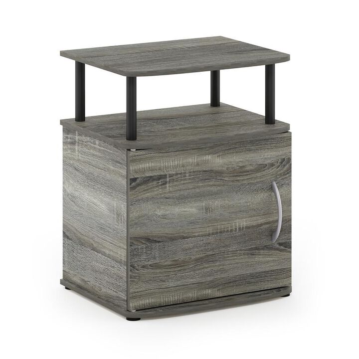 Furinno JAYA Utility Design End Table, French Oak Grey/Black