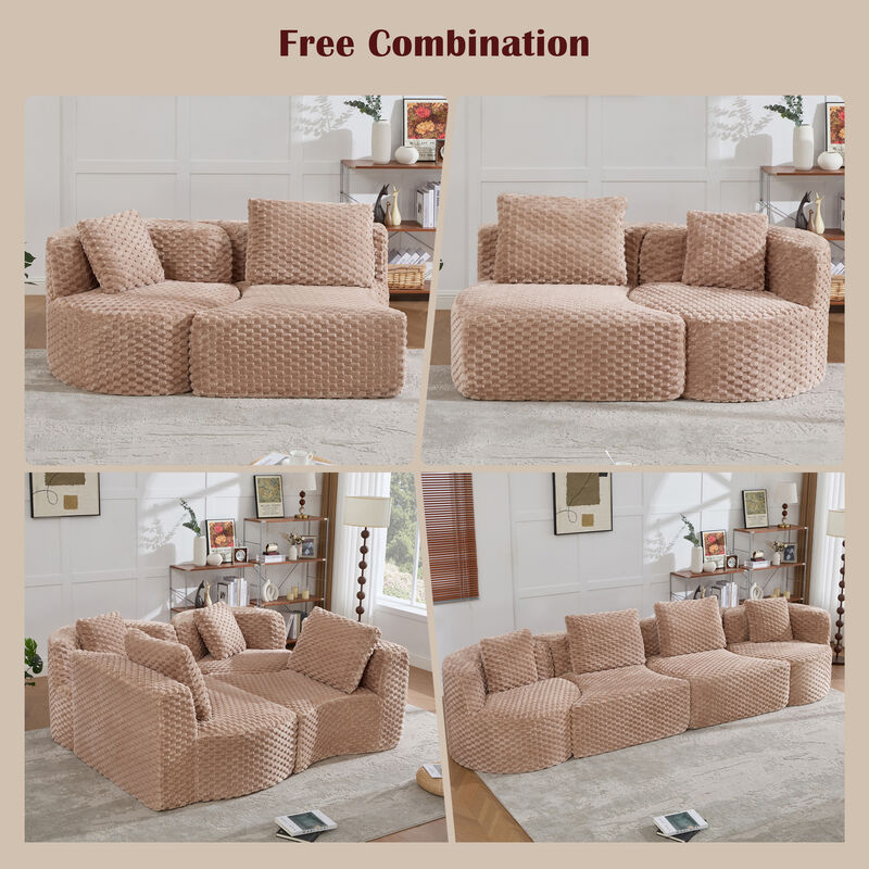 Merax Modular Sofa with Deep Seating & Bubble Velvet Upholstery &ndash; Freely Configurable Sections image number 4