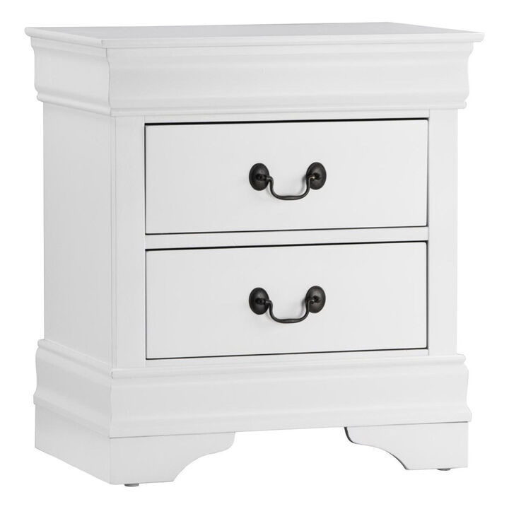 Wooden Night Stand With 2 Spacious Drawers White-Benzara