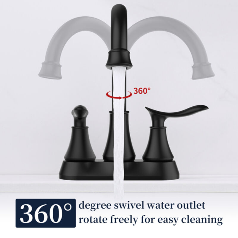 Bathroom Sink Faucet 2-Handle with Pop-Up Drain and Rotating High Arc Spout