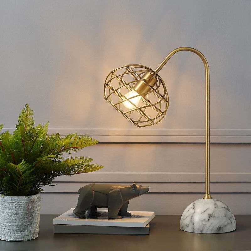 Salient Brass and Faux White Marble Table Lamp image number 3