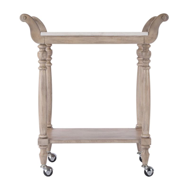 Butler Specialty Danielle Marble Bar Cart, Tan/Beige