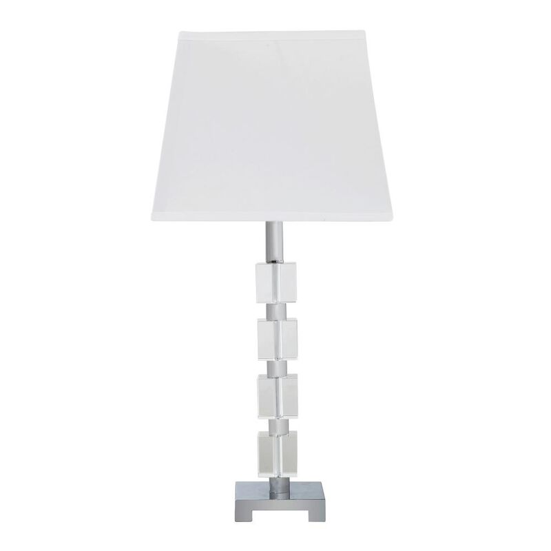 Hivvago 25" Crystal Geo Cubed Table Lamp With White Sharp Corner Square Tapered Shade