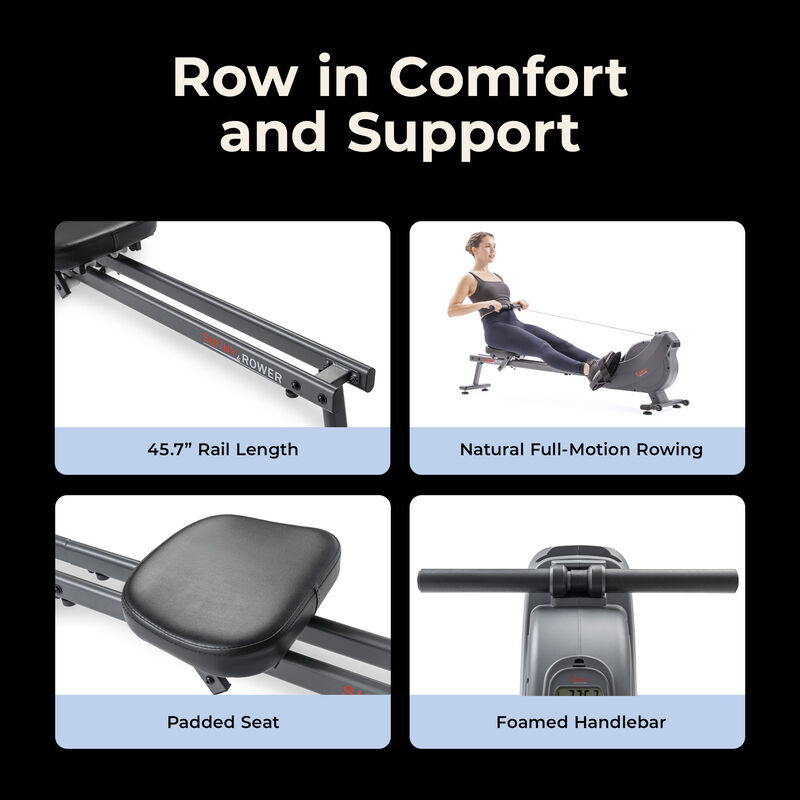 Sunny Health & Fitness Smart Quiet Dual Rail Magnetic Rower with 16 Resistance Levels & Performance Tracking by SunnyFit App image number 2