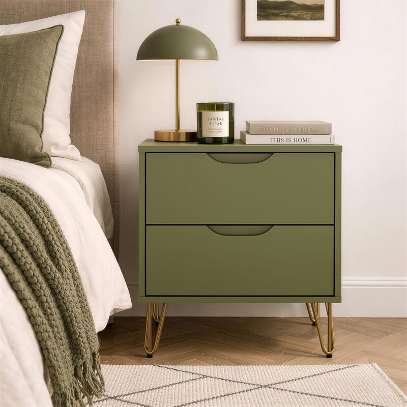 Avira 2-Drawer Green Nightstand image number 1