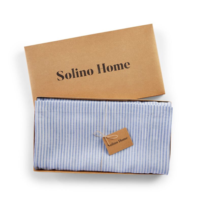 Christmas Linen Table Throw - Narrow Stripe, Solino Home