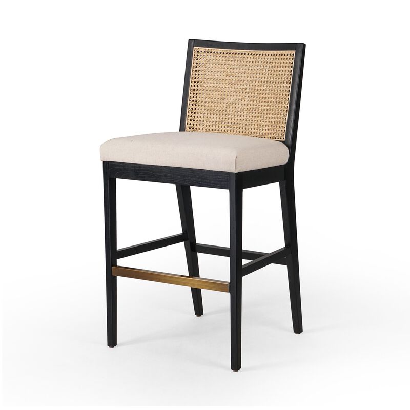 Antonia Cane Armless Bar Stool in Ebony
