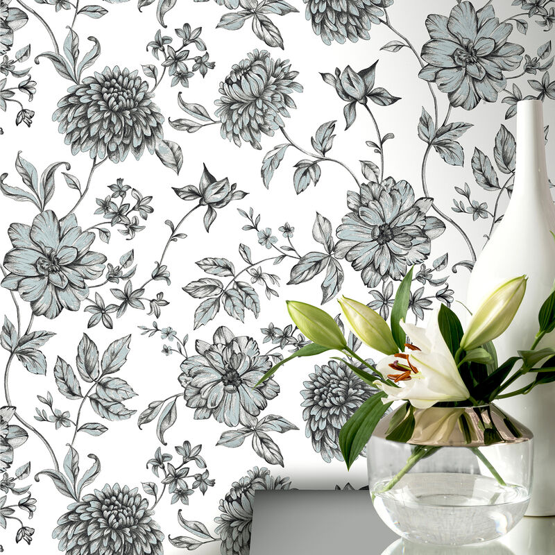 Della Black Floral Trail Wallpaper image number 3