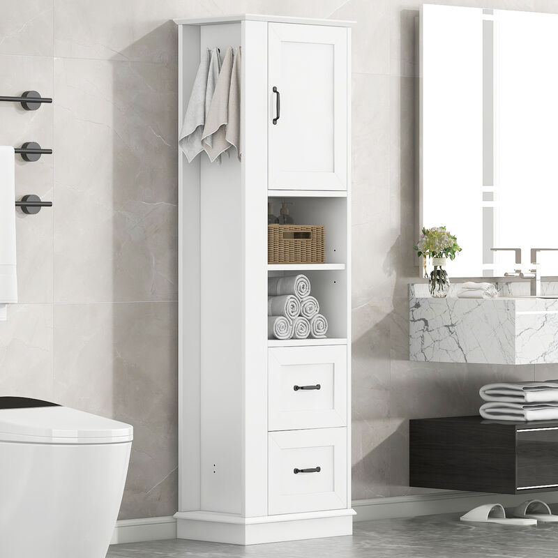 Merax Tall Bathroom Utility Cabinet with Reversible Sides, 2 Adjustable Shelves image number 1