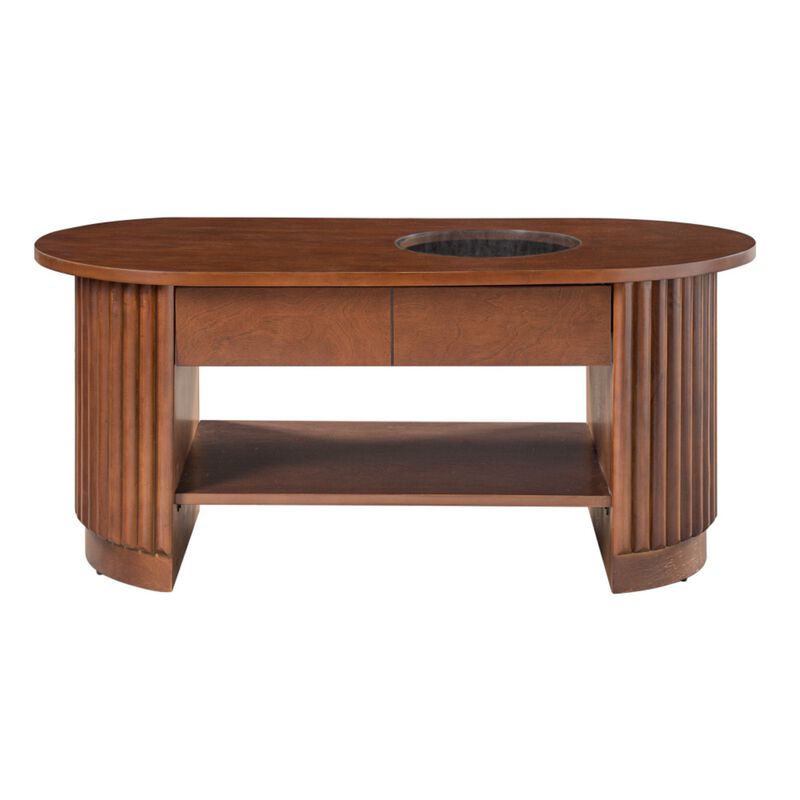 Dodril Mid‑Century Modern Fluted Oval Coffee Table image number 0