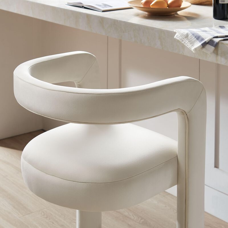 Modway Winslow Performance Velvet Bar Stool in Alabaster image number 4