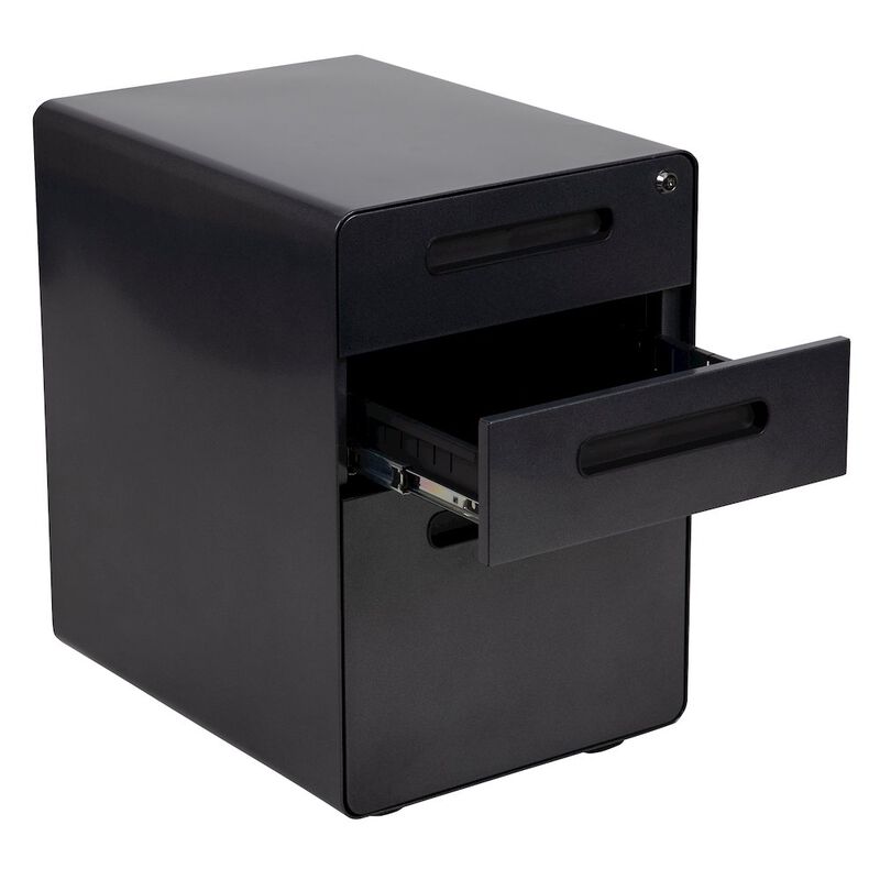 Flash Furniture 3-Drawer Mobile Locking Filing Cabinet with Anti-Tilt Mechanism, Black image number 5