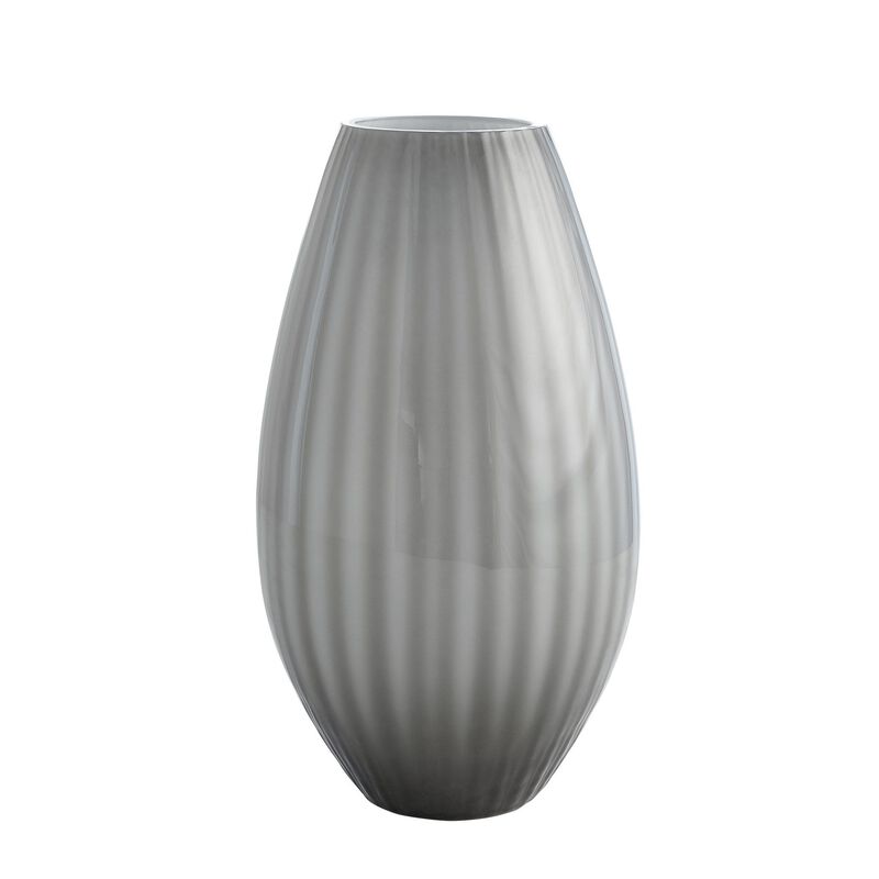 Cased Glass Stripe Vase- Grey Large