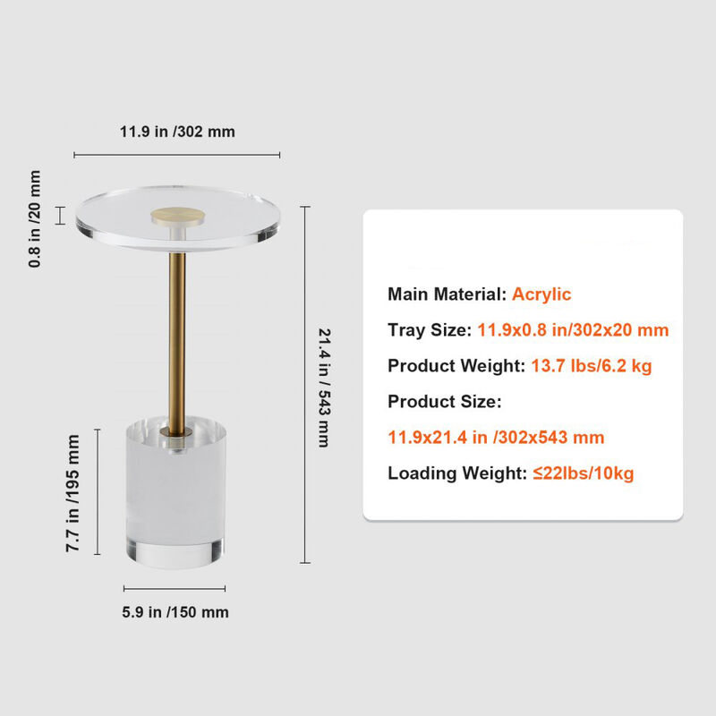 Transparent Acrylic Round Side Table for Bedroom Living Room image number 2