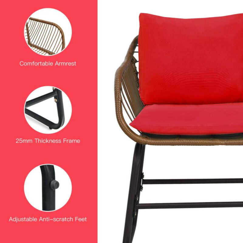 Hivvago 3 Pieces Patio Rattan Bistro Set with Cushions and Glass Table