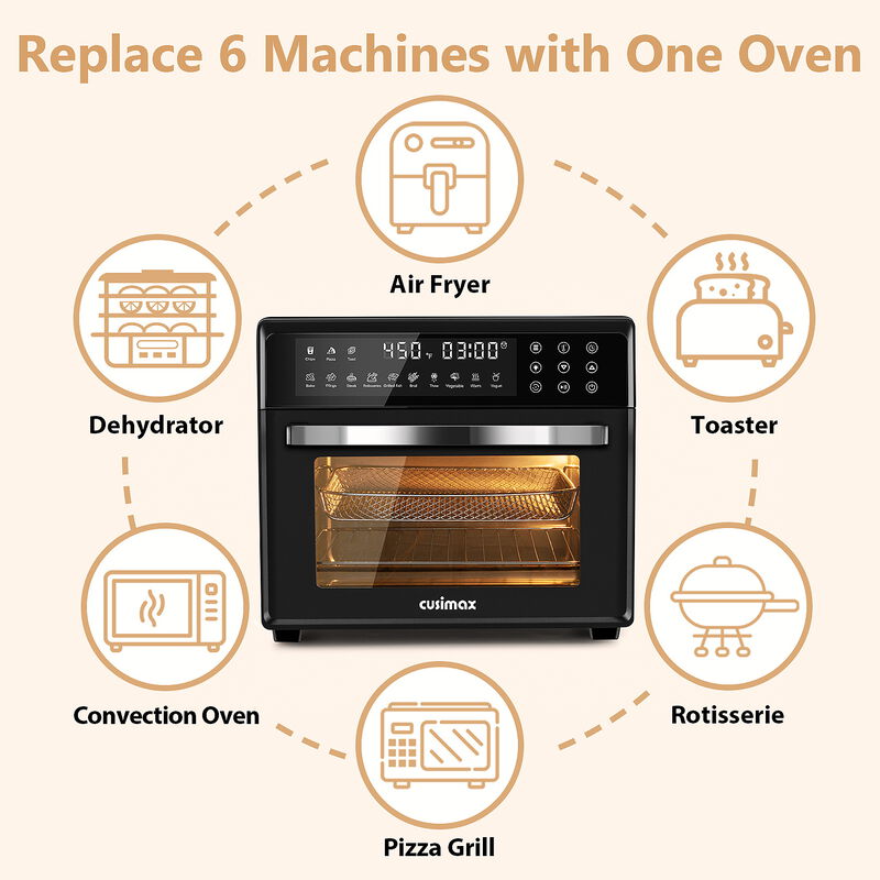 Cusimax 24QT Air Fryer Oven Combo, 13-in-1 Convection Toaster Oven with Rotisserie & Dehydrator, Large Countertop Oven with Touch Screen image number 4